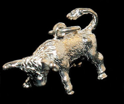 Sterling Silver 3D Taurus Zodiac Sign Pendant Charm