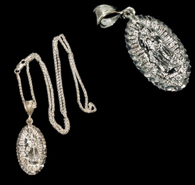 Italian Sterling Silver Rop40 Necklace 20" with Virgin Medal Pendant