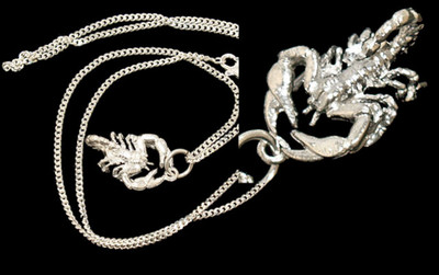 Sterling Silver Chain Necklace 20" with 3D Scorpion