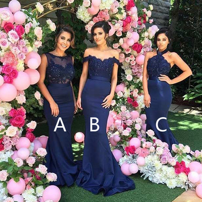 long bridesmaid dress, mismatched bridesmaid dress, mermaid bridesmaid dress, applique top bridesmaid dress, sexy bridesmaid dress, PD15454