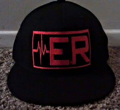 E.R (EMT) (Black&Blood Red) Fitted Hat With Stars.