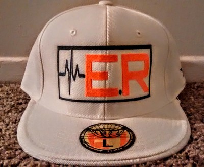 E.R (EMT) (White,Orange,&Black) Fitted Hat With Stars.