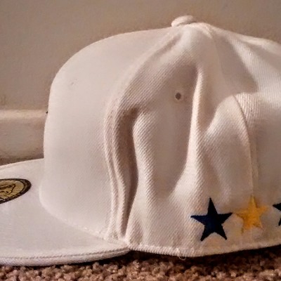 Exclusive (white,blue,& yellow) bowl bayarea hat with stars.