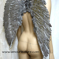 Medium Rhinestone Angel Wings Samba Cosplay Dance Costume Rave Bra Halloween Burlesque Show Girl - Thumbnail 3