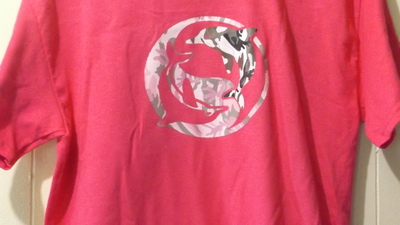 Small Pink custom made dolphin camo ying yang cotton t-shirt