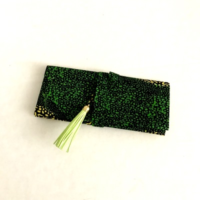Tiny winey wallet clutch - green, black, yellow