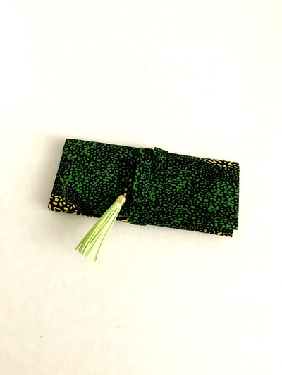 Tiny Winey Wallet clutch - green, black, yellow