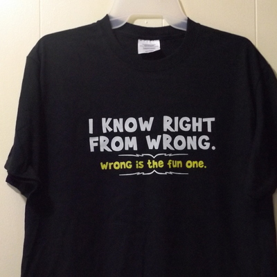 Right from wrong cotton medium t-shirt black humor tee - Thumbnail 5