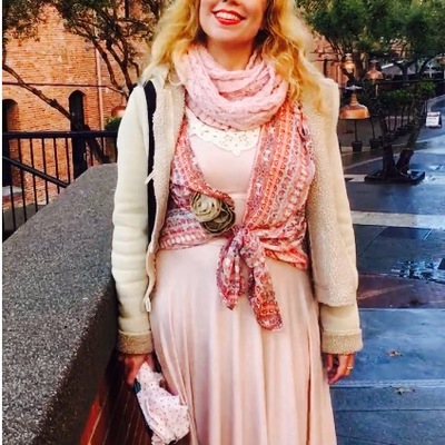 Handkerchief hem dress and sheer long vest, custom to order