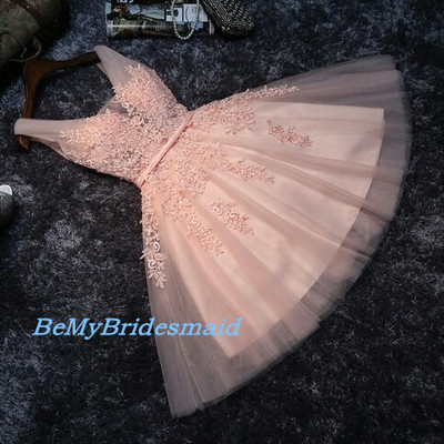 Lovely Light Pink Tulle Short Homecoming Dresses, Pink Prom Dresses, Party Dresses 2017