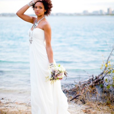 Simple chiffon beach wedding dress
