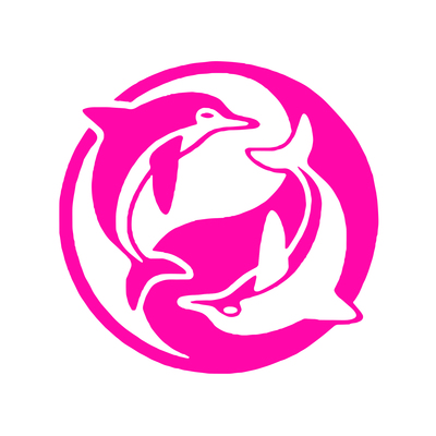 Dolphin ying yang outdoor vinyl decal medium in size