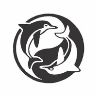 Dolphin ying yang outdoor vinyl decal medium in size - Thumbnail 1