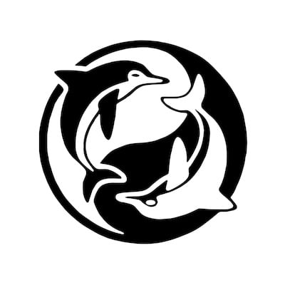 6 inch dolphin ying yang outdoor vinyl decal medium in size