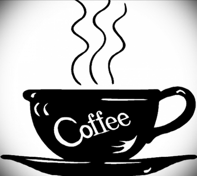 Hot coffee vinyl decal sticker, coffee drinkers decal handmade