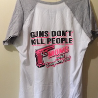 Small two tone women low cut t-shirt guns don't kill hanes - Thumbnail 3