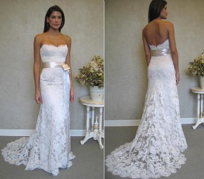 Simple Sheath Lace Wedding Dress