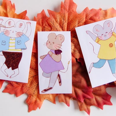 Dancing mice sticker set