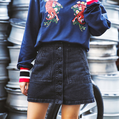 VINTAGE BUTTON UP DENIM SKIRT