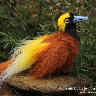 "woowoo" the greater bird of paradise soft sculpture