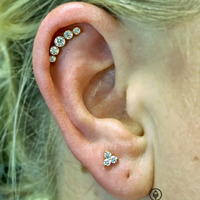 Five Gem Gold Cluster Threaded End - Thumbnail 2