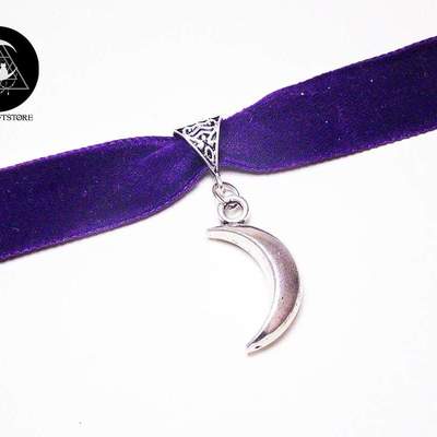 Purple velvet moon choker