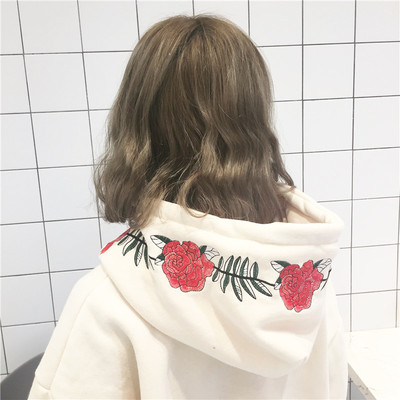 Harajuku rose flower embroidered hoodies