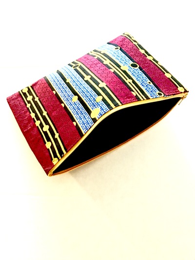 Zip top clutch- red, blue, canary