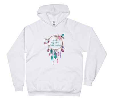Unisex Cotton Fleece White Hoodie "I am my own dream catcher"  (Non-Organic Cotton)