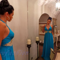 Halter A-Line Beading prom dress, sexy prom dress,Charming prom dress, long prom dress,prom dresses, elegant prom dress, prom dress Z07 - Thumbnail 2