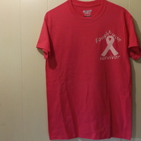 Fought and won small pink ribbon woman t-shirt  - Thumbnail 1