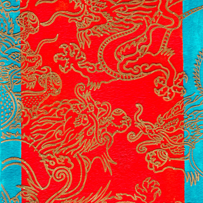Dragons red and blue