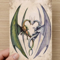 Entwined Dragons Set of 10 5x7 folded cards valentines love - Thumbnail 1