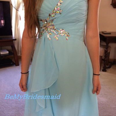 Lovely light blue chiffon short beaded prom dresses, blue homecomimg dresses, party dresses 2017