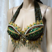 Green Leafeon Gypsy Belly Dancer Rave Bra Cosplay Halloween Costume - Thumbnail 1