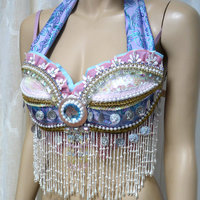 Pink and Blue Sylveon Gypsy Belly Dancer Rave Bra Cosplay Halloween Costume - Thumbnail 2