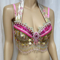 Pink Alomomola Gypsy Belly Dancer Rave Bra Cosplay Halloween Costume - Thumbnail 1