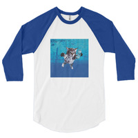 Unisex "Nirvana Cat" 3/4 Sleeve Raglan Shirt (Non-Organic) - Thumbnail 1