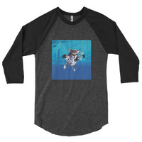 Unisex "Nirvana Cat" 3/4 Sleeve Raglan Shirt (Non-Organic) - Thumbnail 4