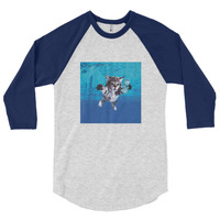 Unisex "Nirvana Cat" 3/4 Sleeve Raglan Shirt (Non-Organic) - Thumbnail 6