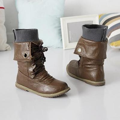 Rough style retro wrinkle lace up boots - Thumbnail 5
