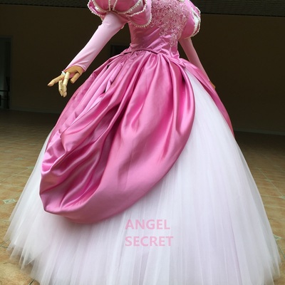 P390 ariel mermaid cosplay costume dress tailor made women princess pink gown