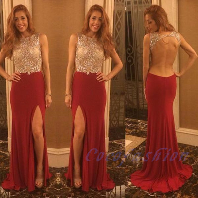 Backless Burgundy Beading prom dress, sexy prom dress,Charming prom dress, long prom dress,prom dresses, elegant prom dress, prom dress Z09