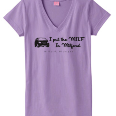 I put the milf in milford v-neck t-shirt (purple) with van
