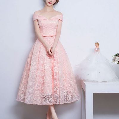 Off-shoulder prom dress,new fashion prom dress,audrey hepburn vintage inspired prom dress,lace prom dess,pd160032 - Thumbnail 2