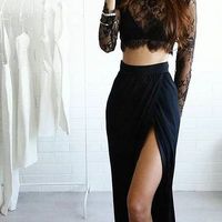 Sexy prom dress, Leg Slit prom dress, Lace prom dress online, Two Pieces prom dress, High Quality prom dress,BD1607049 - Thumbnail 2