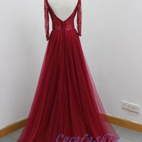 Burgundy Charming prom dress, sexy prom dress,Charming prom dress, long prom dress,prom dresses, elegant prom dress, prom dress Z13 - Thumbnail 2