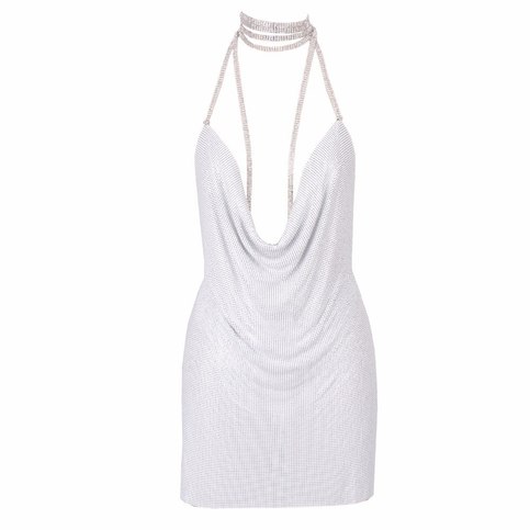 White Glittery Shine Mini Dress