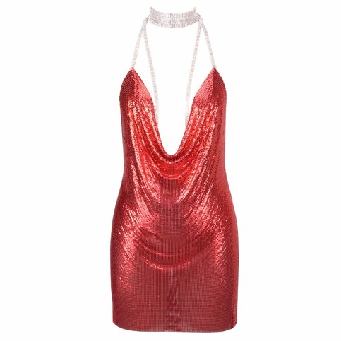 Red Glittery Shine Mini Dress
