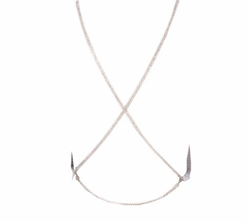 White Cowl Neck Metal Shirt